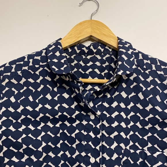 COS Cotton Black and White Patterned Boxy Collared Button Down Long Sleeve Small - Picture 2 of 5